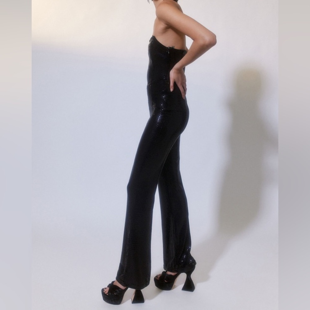 Urban Outfitters Black Strapless Sequin Corset Jumpsuit